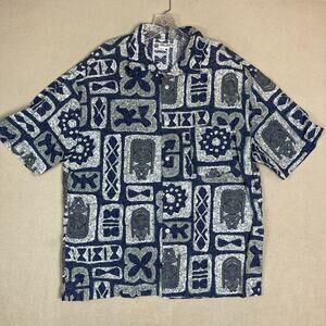 Rusty Shirt Mens L‎ Multicolor Aztec Print Hawaiian Short Sleeve Button Up